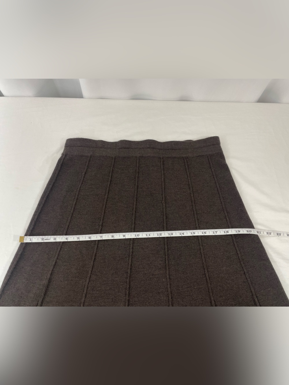 Grace Dane Lewis Petite 100% Wool Brown Knit A-Line Midi Skirt P/L NWT - Picture 5 of 6